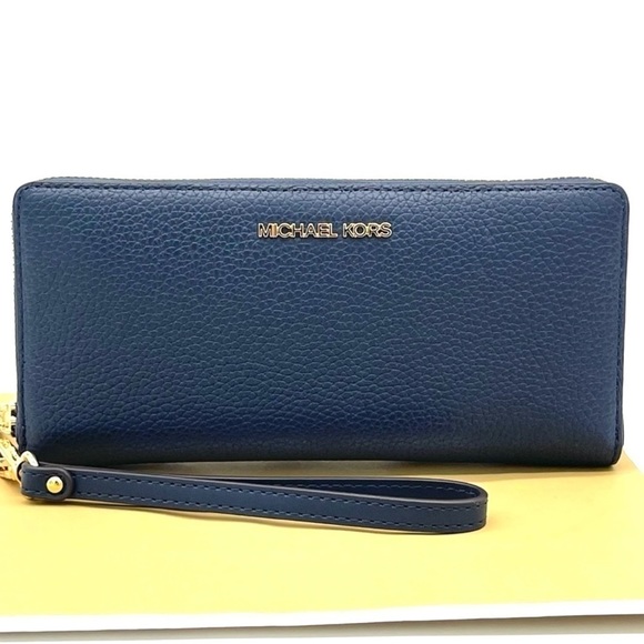 Michael Kors Large Continental Wallet Wristlet Navy Blue (NWT) - Picture 2 of 7
